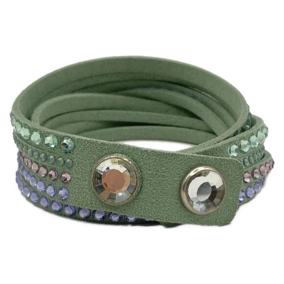 Auth SWAROVSKI - Light Green Clear Multi Synthetic Leather Swarovski Crystal - Picture 3 of 4